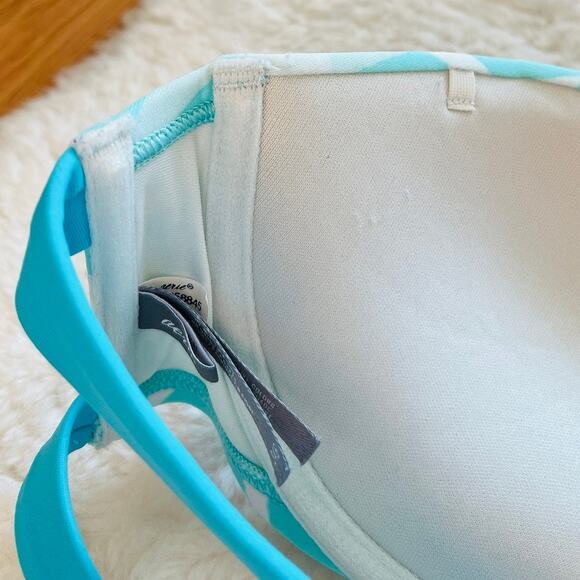 Aerie | Strapless Boho Light Blue and White Aztec Print Bikini Top | Size 34B - Picture 9 of 13